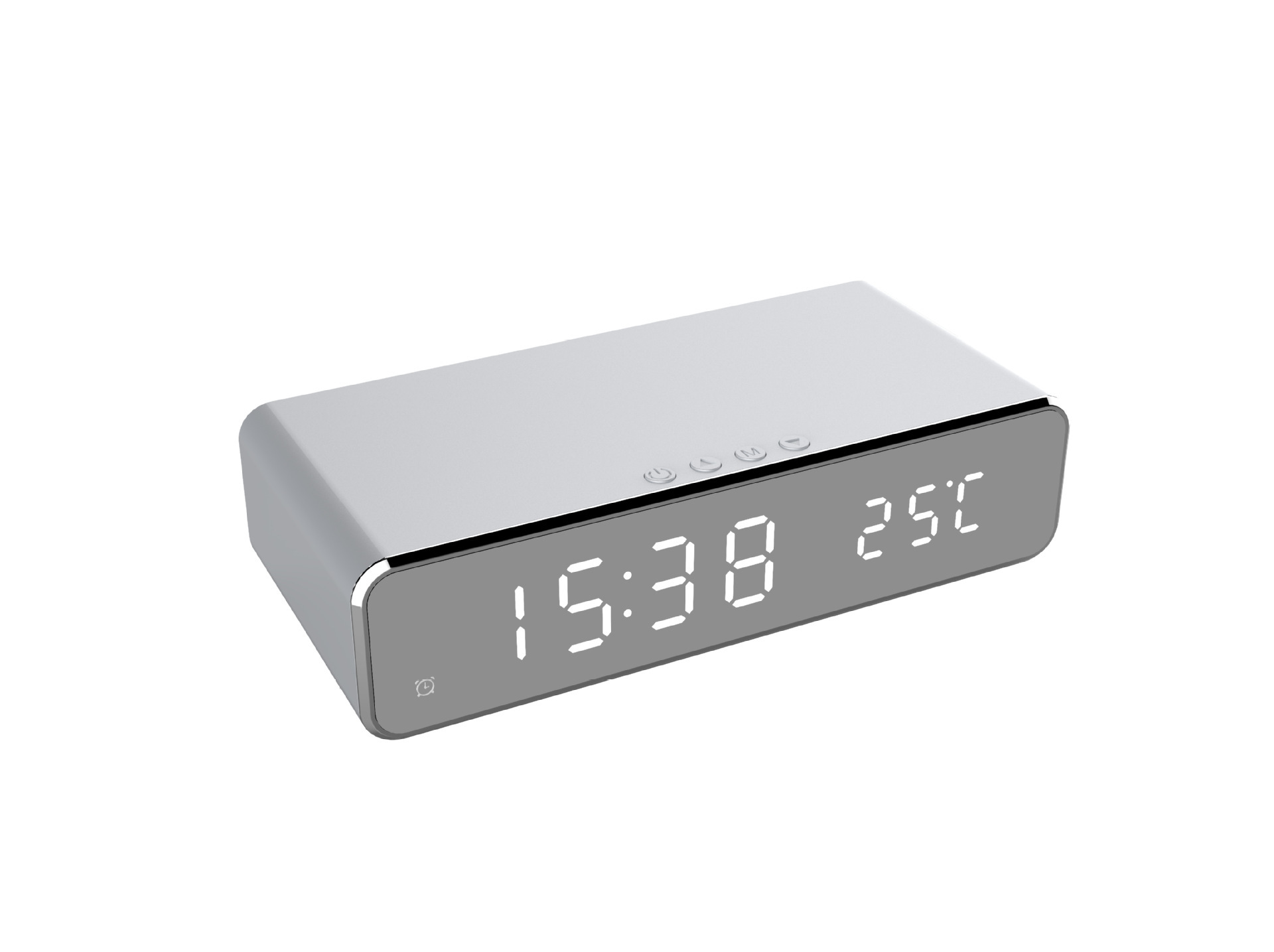 LED Electric Alarm Clock With Wireless Charger Desktop Digital Despertador Thermometer Clock HD Mirror Clock Watch Table Decor - الصورة 2