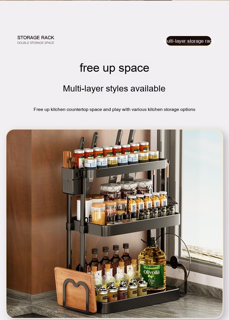 Kitchen Rack For Seasoning Multi-layer Storage Kitchen Supplies - الصورة 9