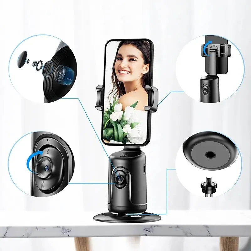360 Auto Face Tracking Gimbal AI Smart Gimbal Face Tracking Auto Phone Holder For Smartphone Video Vlog Live Stabilizer Tripod - الصورة 5